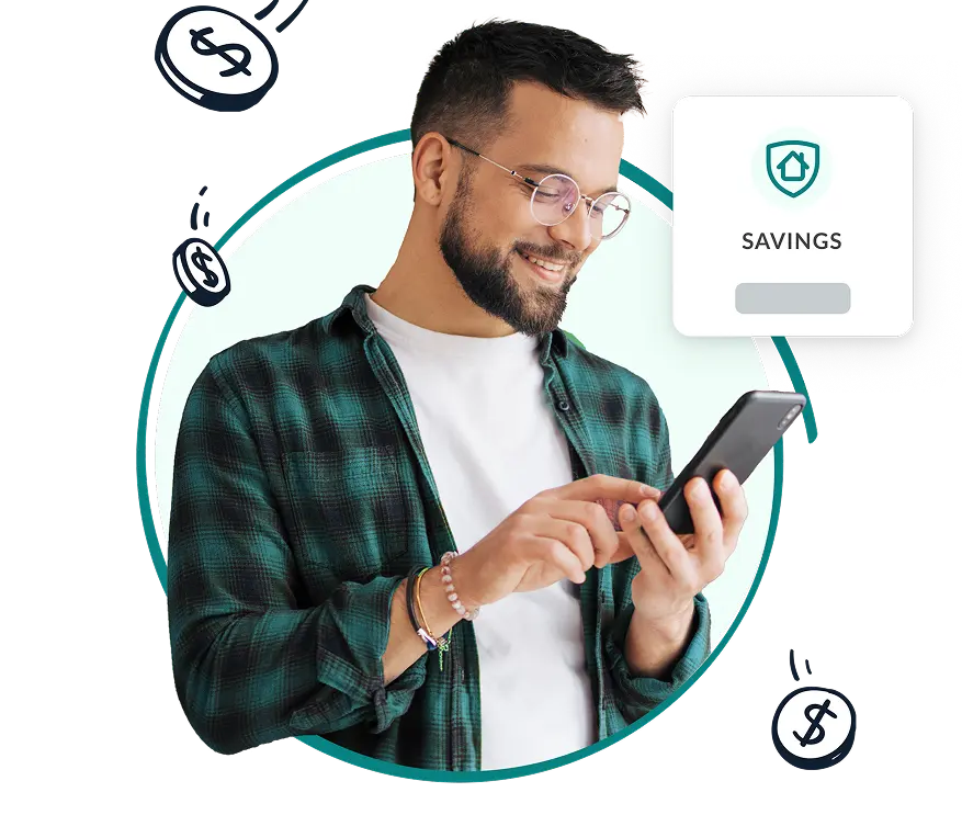 Man reviewing home insurance savings on his phone